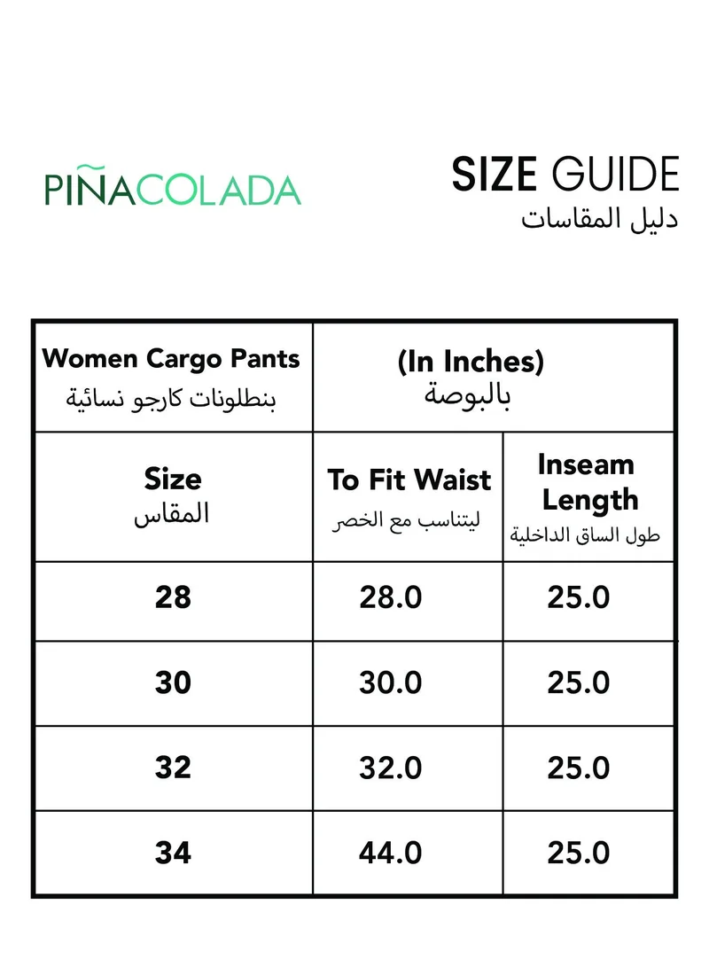 Pinacolada  Women's Beige Solid Cargo Parachute Trousers For Casual Wear | Mid-Rise | 4 Pockets | Drawstring Closure | Cargo Pants Designed With Comfortable Fit For Woman & Girls for Women | Best Price UAE